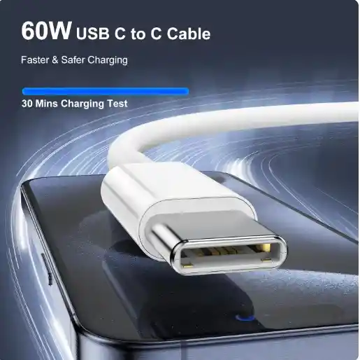 Cable 1 Mt Tipo C A Tipo C 60w Carga Rapida Cable Iphone 1 Metro De Largo Usb-c A Usb-c