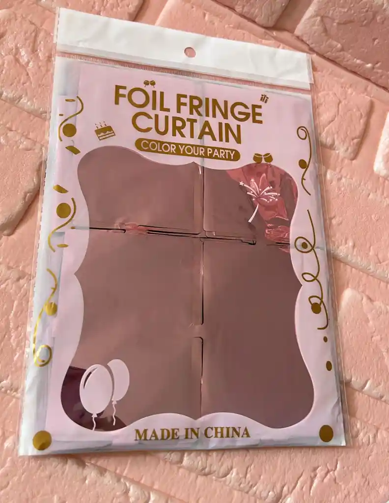 Cortina Cumpleaños Cuadros Metalizada Rosada 1m X 2m