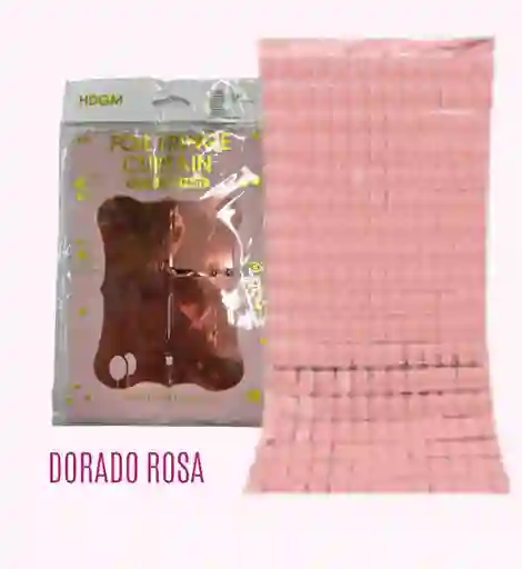 Cortina Cumpleaños Cuadros Metalizada Rosada 1m X 2m