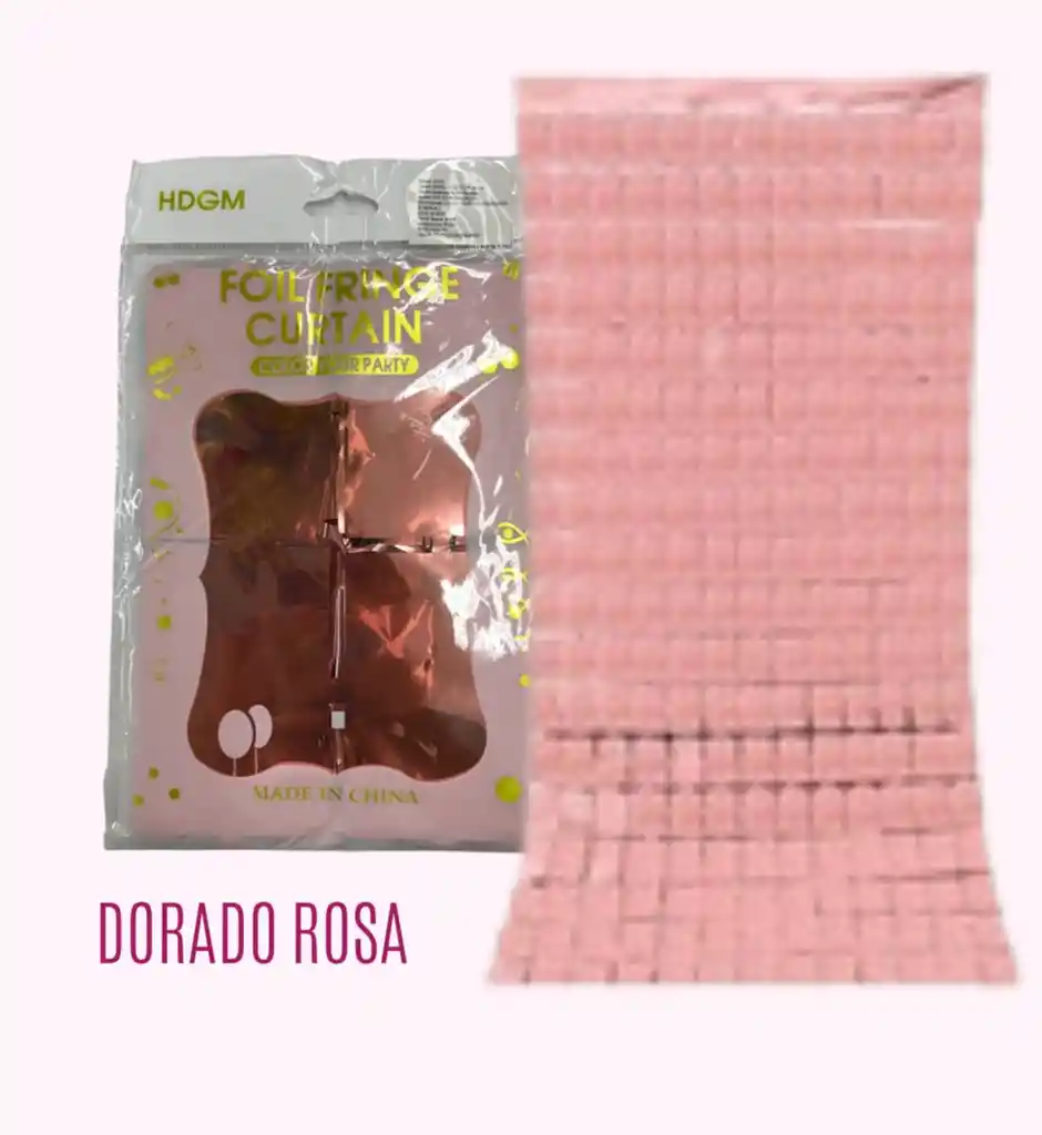 Cortina Cumpleaños Cuadros Metalizada Rosada 1m X 2m