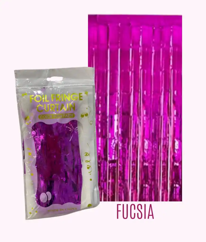 Cortina Cumpleaños Metalizada Fucsia 1m X 2m