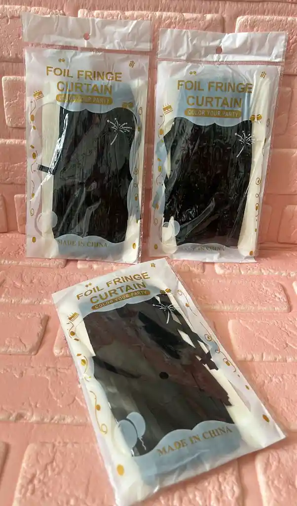 Cortina Cumpleaños Metalizada Negra 1m X 2m