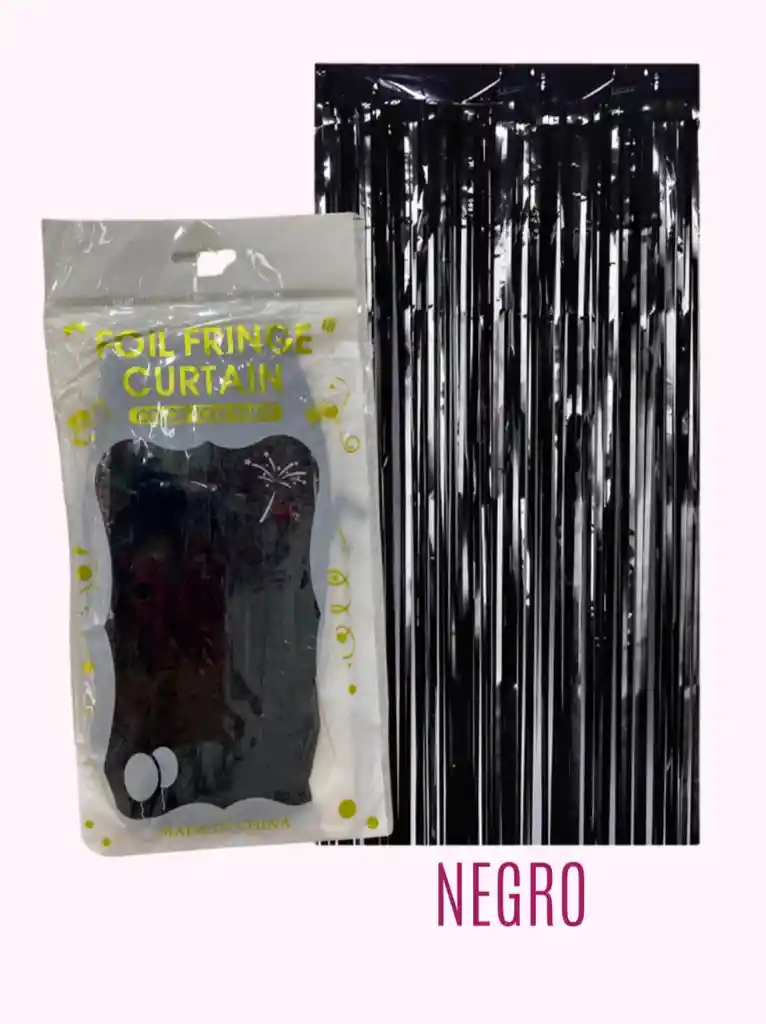 Cortina Cumpleaños Metalizada Negra 1m X 2m