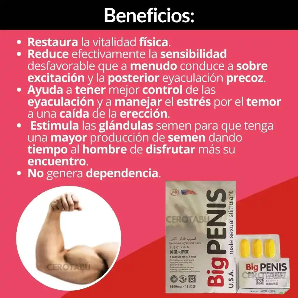 3 Pastillas Bigpenis Potenciador Sexual Estimulante Masculino