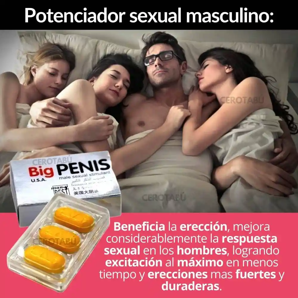3 Pastillas Bigpenis Potenciador Sexual Estimulante Masculino