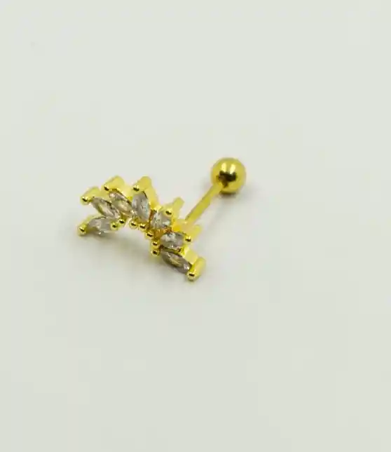 Piercing Dorado Tiara Con Cristales