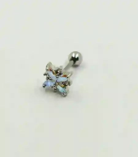 Piercing Plateado Flor Azul