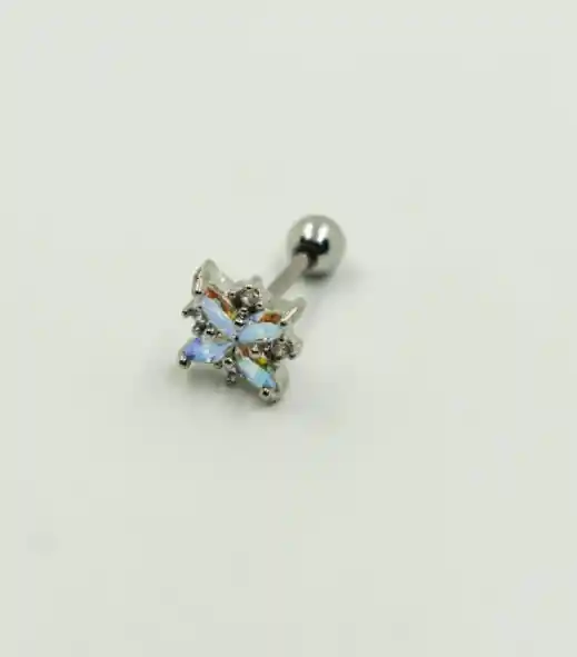 Piercing Plateado Flor Azul