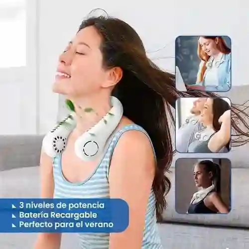 Ventilador Portatil De Cuello, Silencioso Usb Recargable