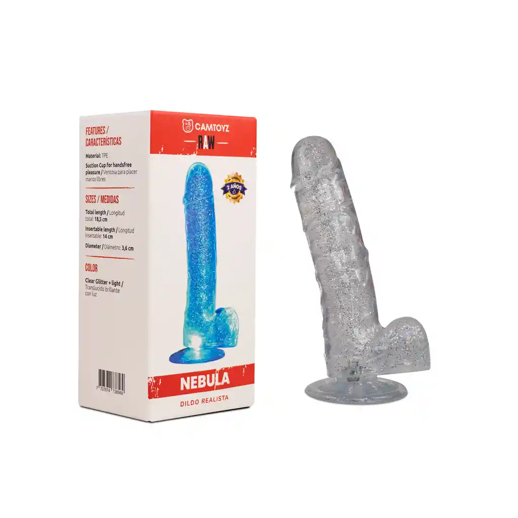 Dildo Realista Raw Nebula Transparente 19 Cm Camtoyz