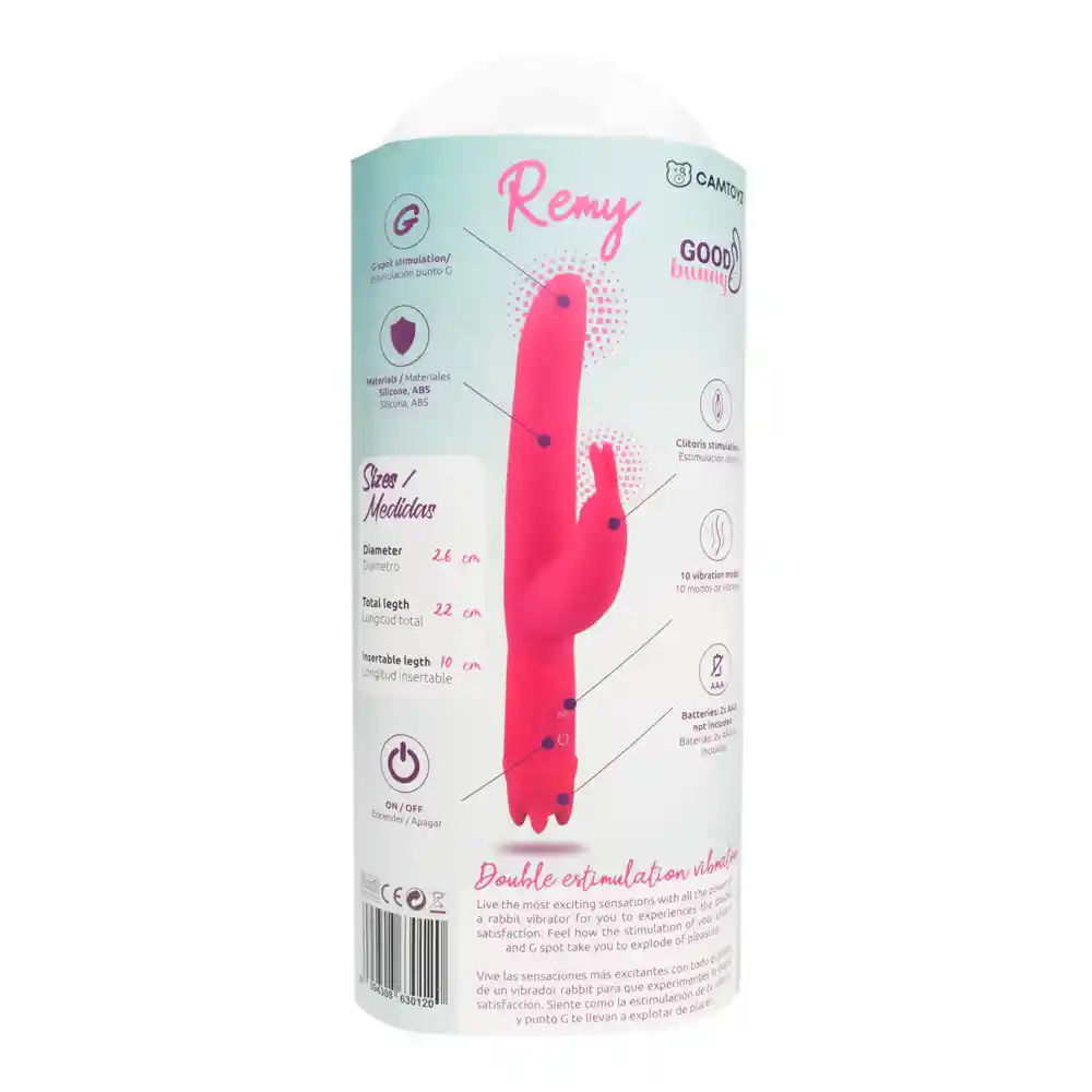 Vibrador Doble Remy Fucsia 22 Cm Camtoyz