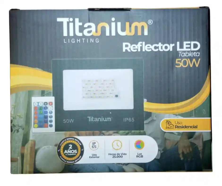 Reflector Led 50w Rgb Multicolor Con Control Titanium/mercury