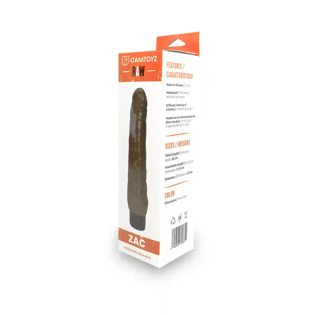 Vibrador Realista Zac Café 24 Cm Camtoyz