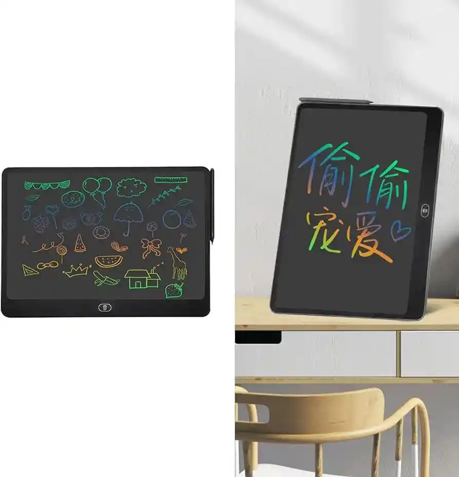 Tableta De Escritura Lcd 16 Pulgadas, Pantalla Colorida, Ahorro De Energía, Portátil, Con Botón, Alimentado Por Batería + Lápiz (negra)