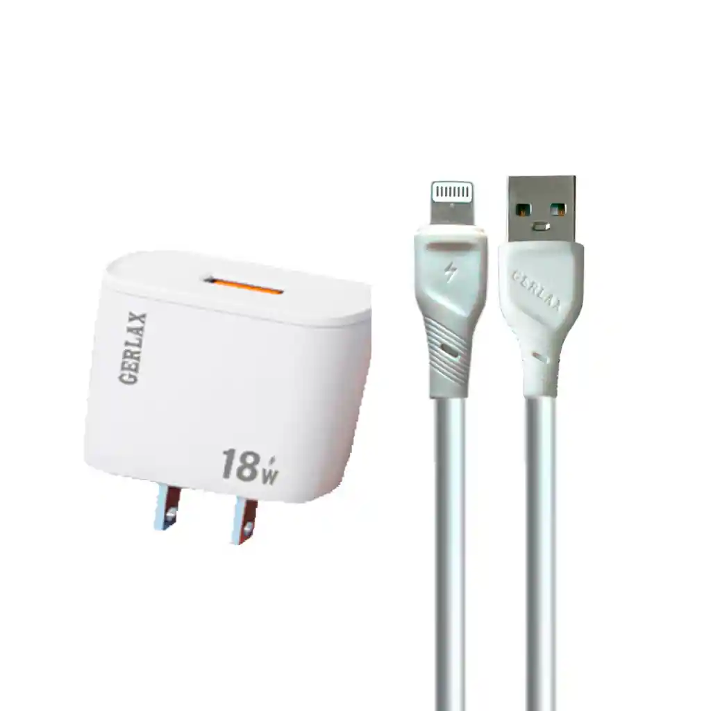 Cargador De Pared Iphone Aaa 18w Y Cable Usb A Lightning Gerlax A7ml 3.4a