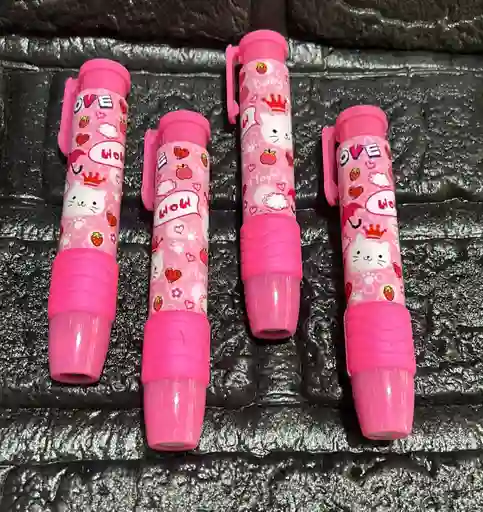 Borrador Retractil Infantil Rosado