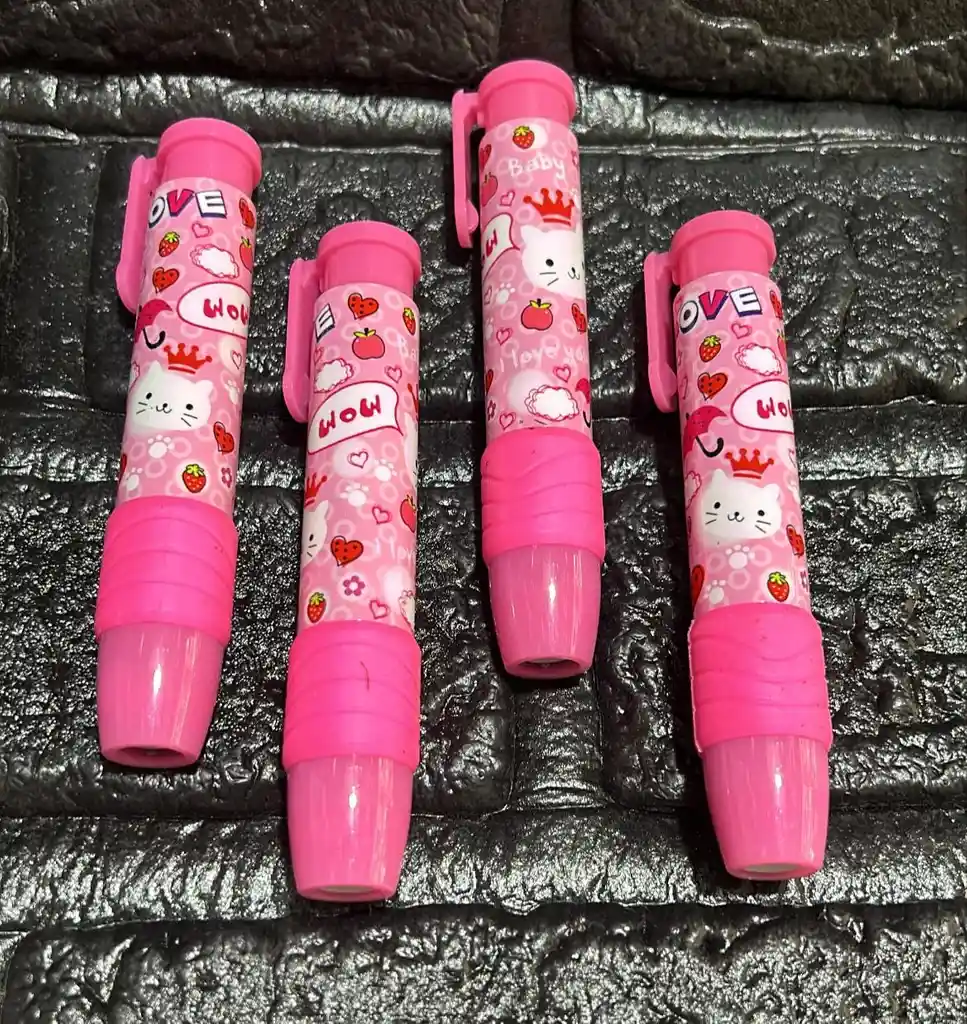 Borrador Retractil Infantil Rosado