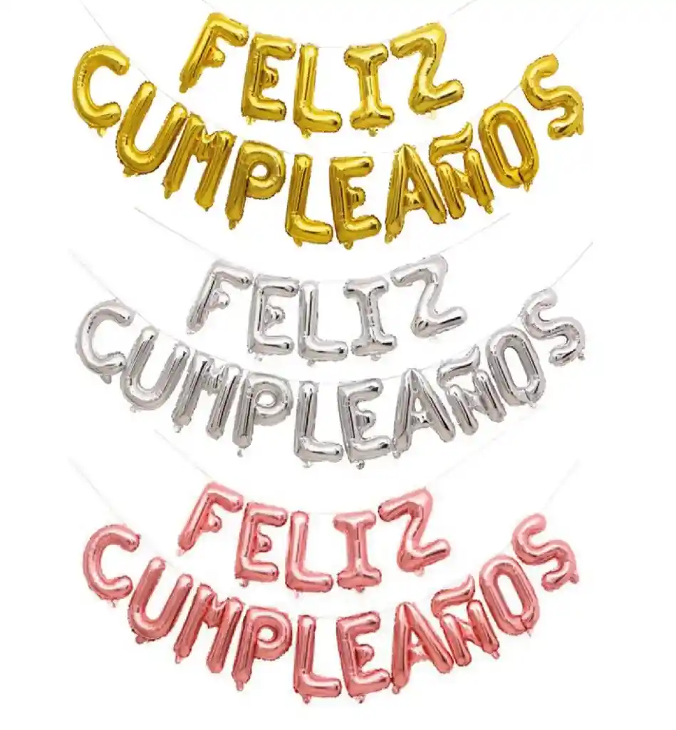 Globos Metalizados Feliz Cumpleaños X Unidad