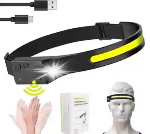 Linterna Frontal Led Recargable Con 5 Modos/sensor De Movimiento/ Impermeable 350