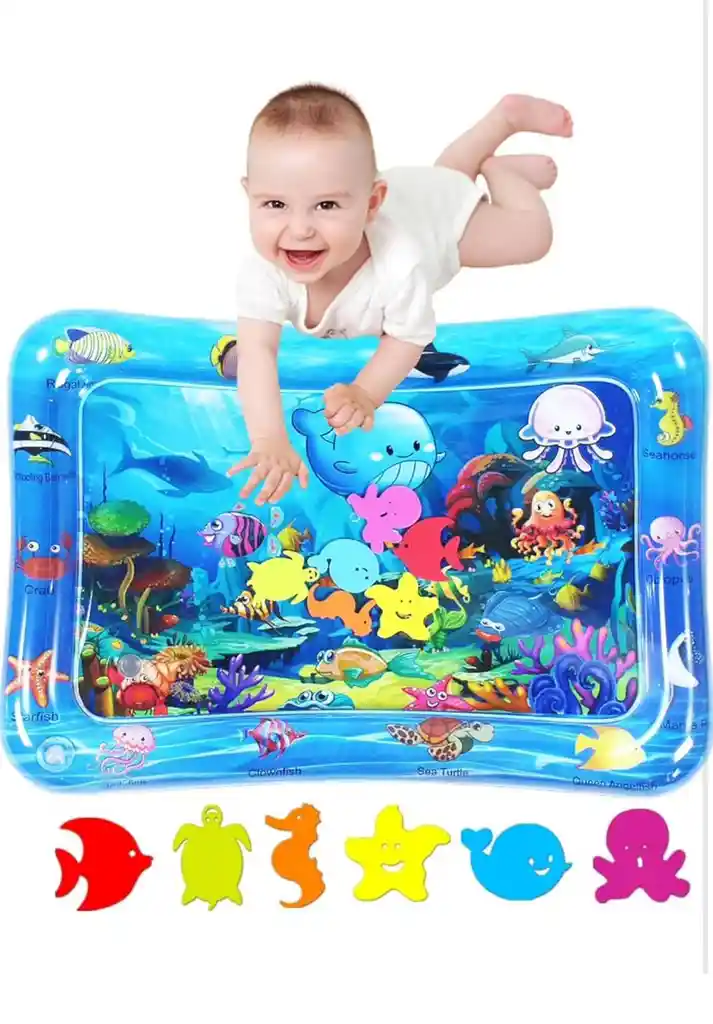 Colchoneta Tapete De Agua Inflable Estimulación Para Bebes
