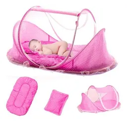 Cuna Portatil Mosquitero Plegable Para Bebés Rosado