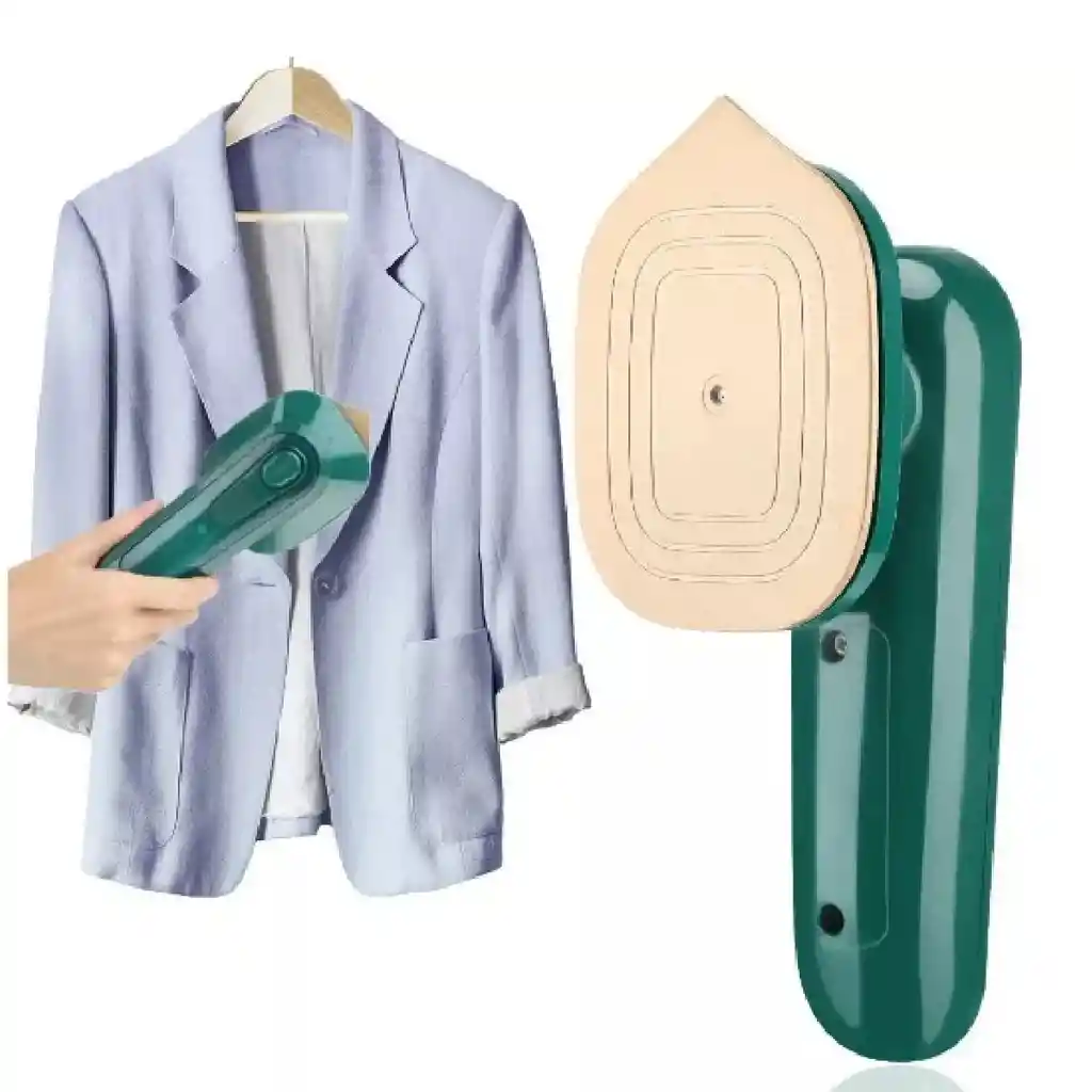 Plancha Para Ropa Mini Viajera Portátil Con Agua Y En Seco Color Verde