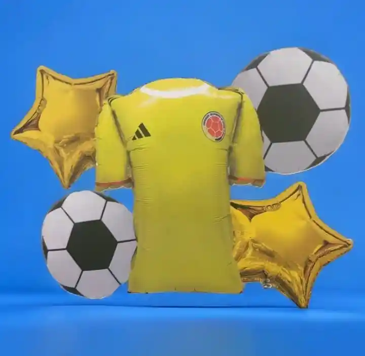 Bouquet X5 Globos Metálizados Selección Colombia