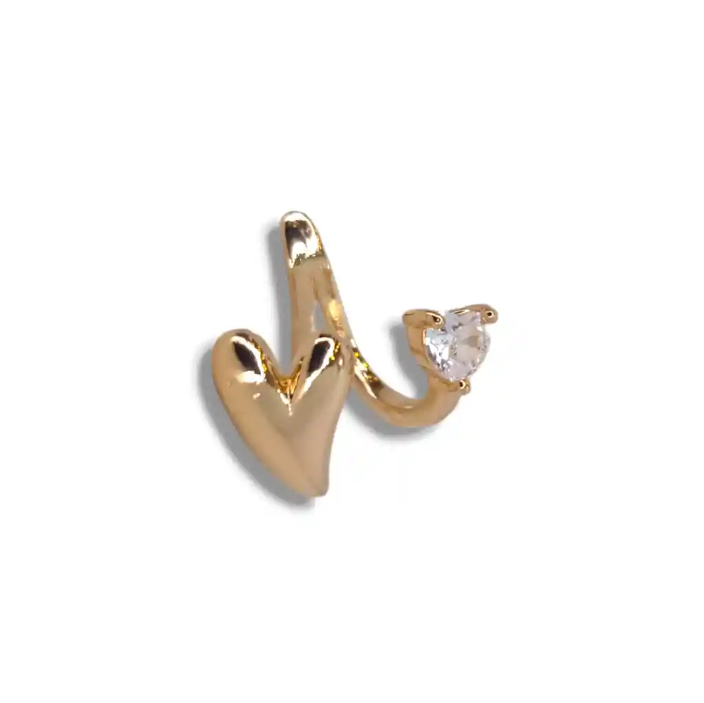 Earcuff Dorado Diseño Corazon