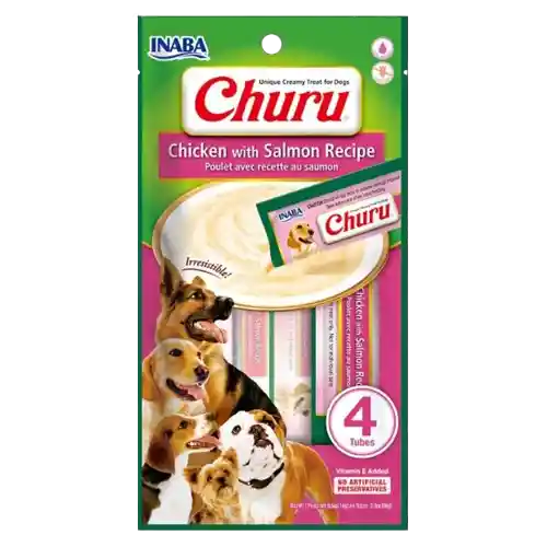 Inaba Dog Snack Churu 4 Piezas Pollo Y Salmon 56 Gr