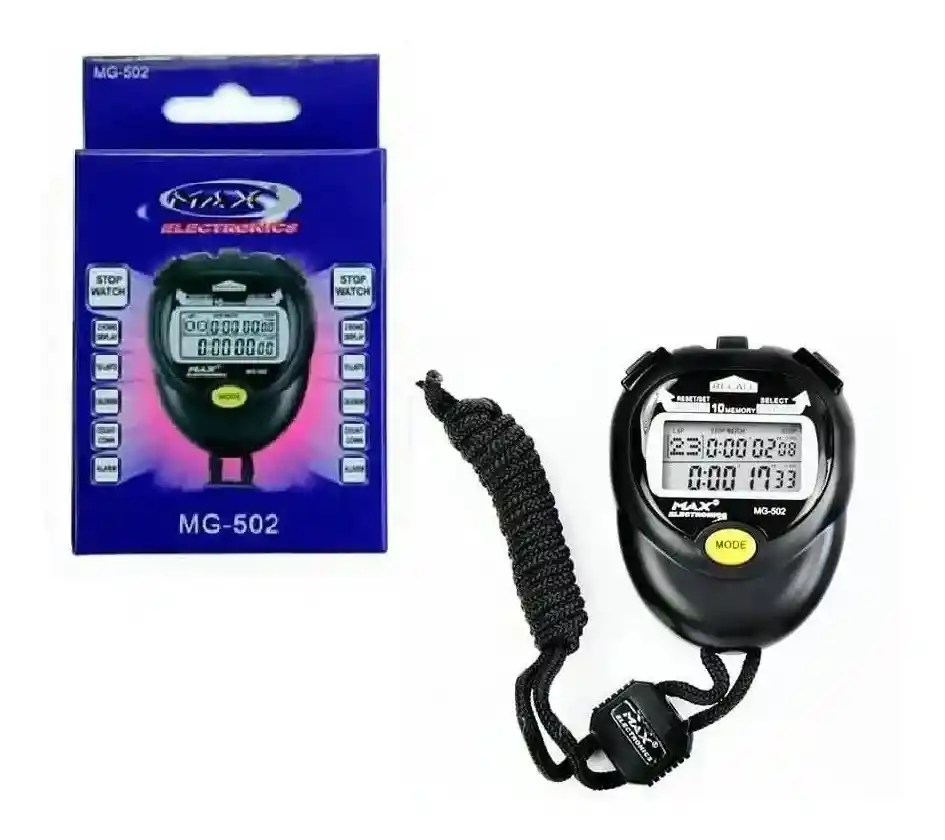 Cronometro 10 Memorias Alarma Calendario Max Mg-502