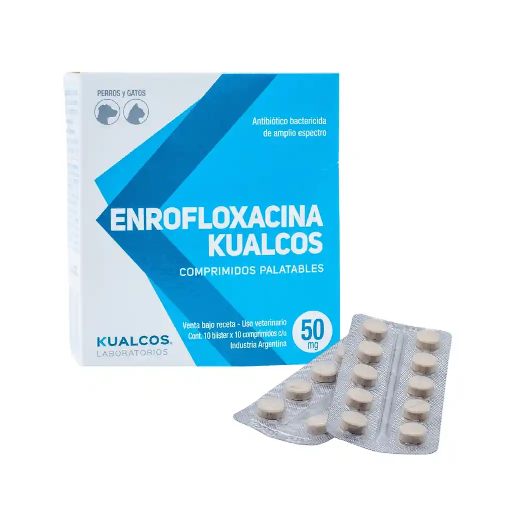 Enrofloxacina Kualcos 50 Mg Blister X 10 Tabletas