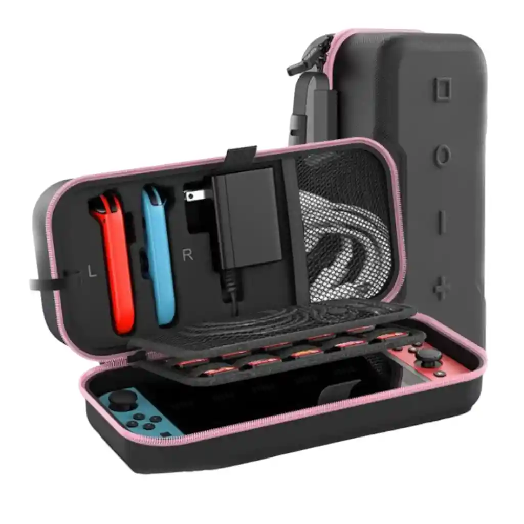 Estuche Rigido Nintendo Switch/ Oled + 20 Slots Rosa