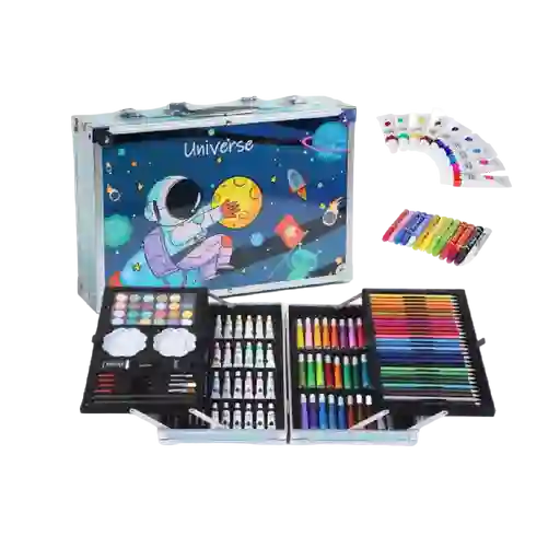 Set Kit Creativo Arte Dibujo Maleta Metálica X 145 Piezas