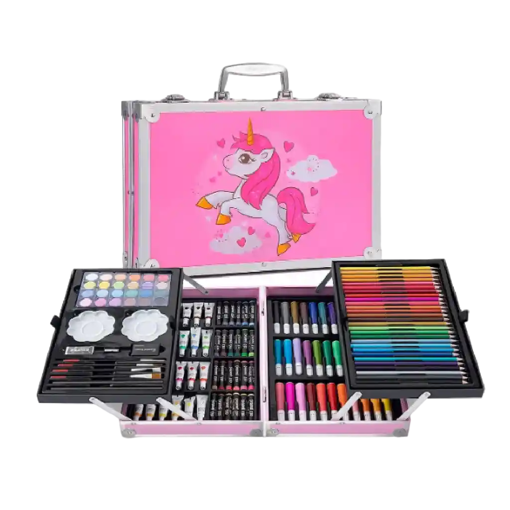 Set Kit Creativo Arte Dibujo Maleta Metálica X 145 Piezas