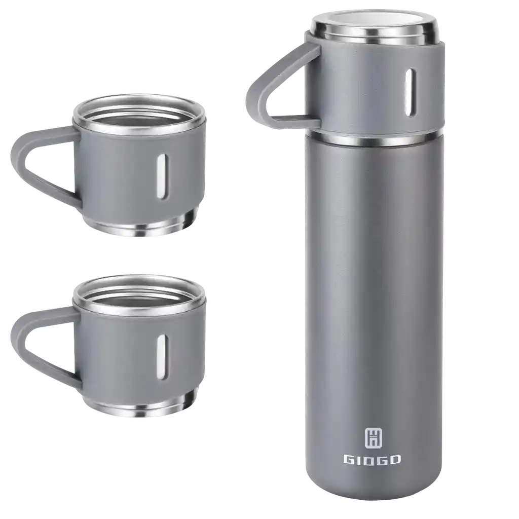 Termo De Acero Inoxidable 500ml Con Vasos Para Bebidas