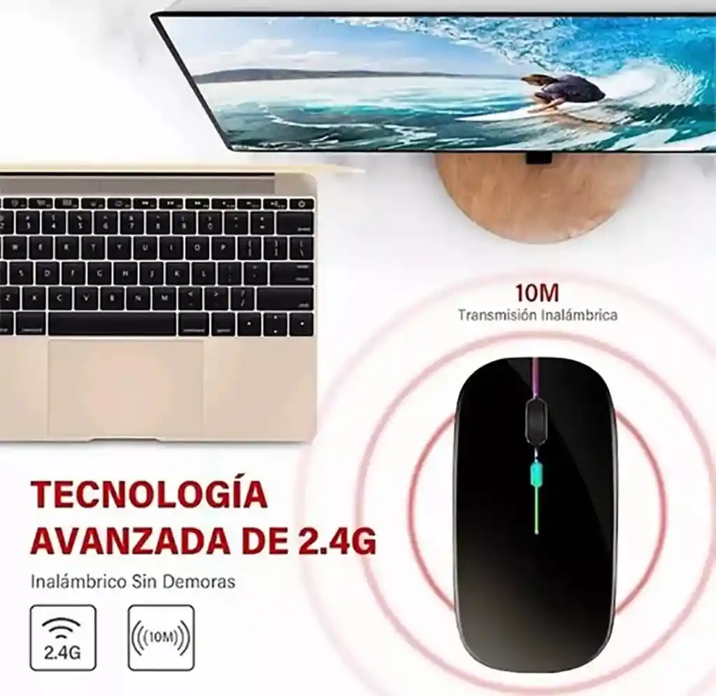Mouse Inalámbrico Recargable 2,4g Bluetooth W07