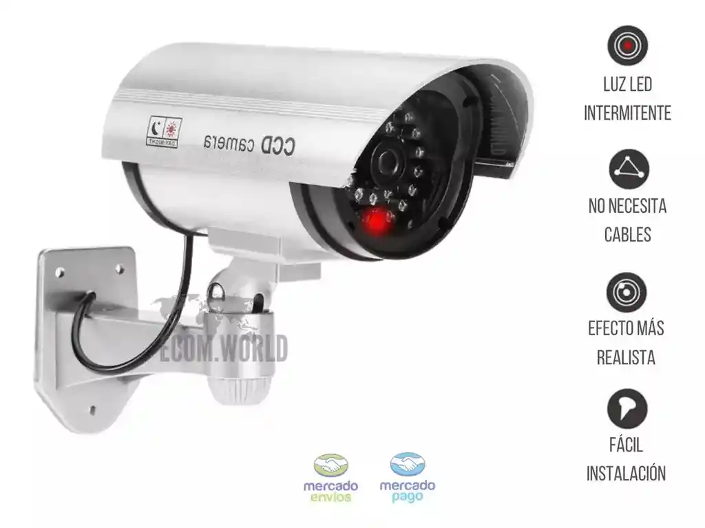 Camara Falsa Seguridad Vigilancia Para Exterior Con Luz Led