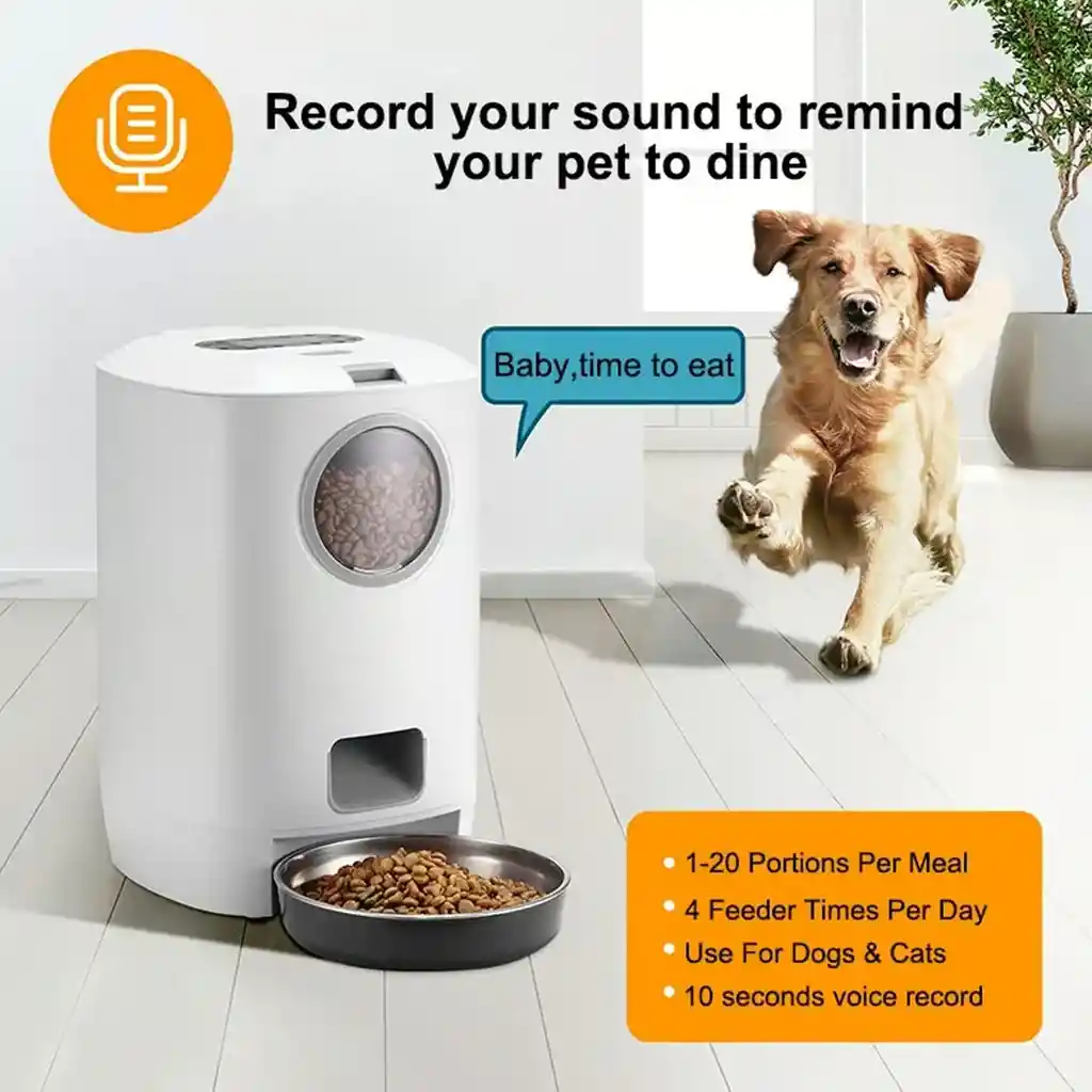 Comedero Dispensador Automatico Para Perros Gatos Voz