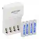 Combo Cargador Aa/aaa + 4 Pilas Aa De 1500mah Bateria Recargable