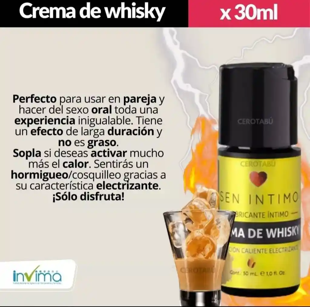 Sen Intimo Lubricante Electrizante Crema De Whisky 30 Ml