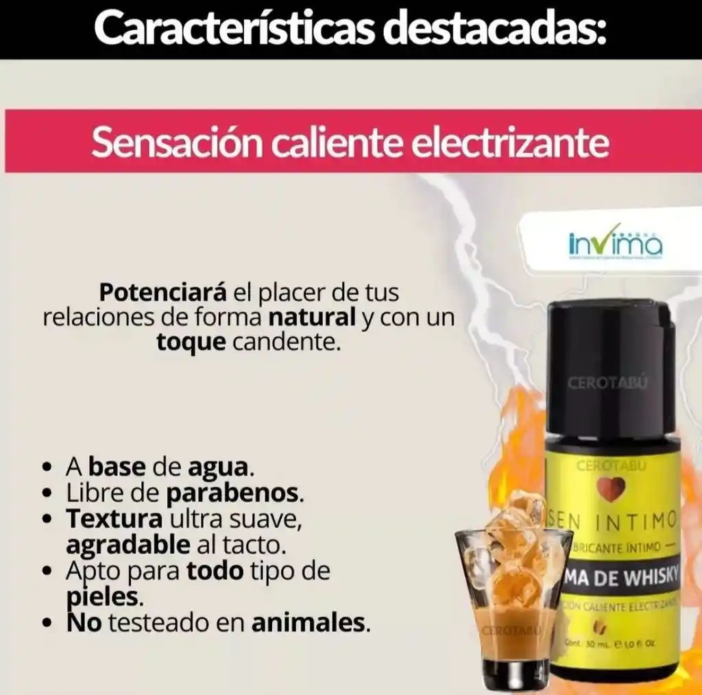 Sen Intimo Lubricante Electrizante Crema De Whisky 30 Ml