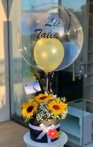 Cilindro Con Girasoles, Globo Burbuja