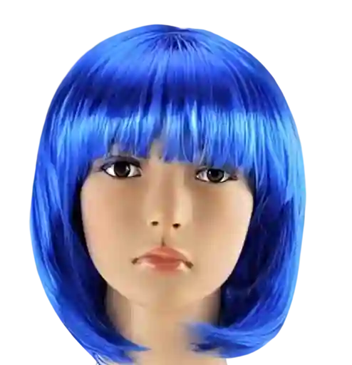 Halloween Hora Loca Peluca Corta Lisa Azul