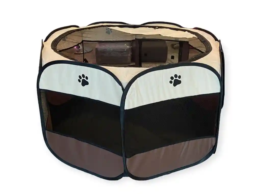 Corral Plegable Para Mascotas Pequeño Beige 80 Cm Diámetro