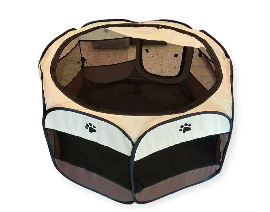 Corral Plegable Para Mascotas Pequeño Beige 80 Cm Diámetro