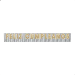 Cartel Feliz Cumpleaños Flecos Plata