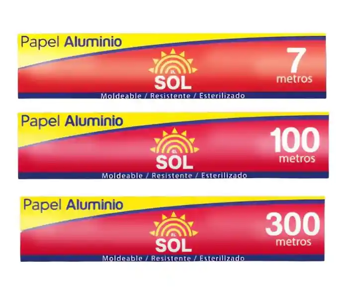 Papel Aluminio 100 Mts El Sol