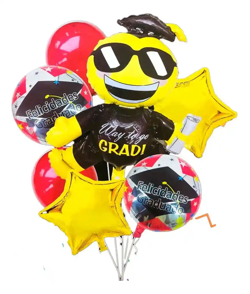 Bouquet X 7 Globos Metalizados Felicidades Graduado