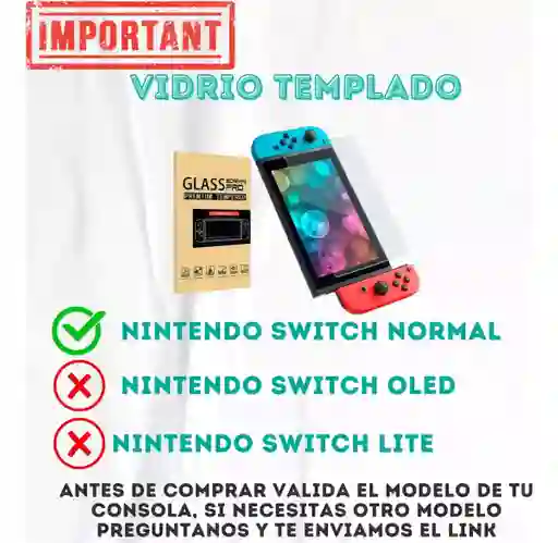 Vidrio Templado Screen Protector Pantalla Nintendo Switch Standar