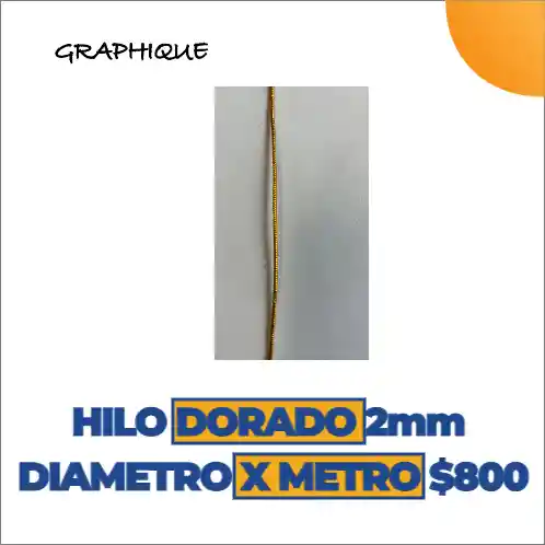 Hilo Dorado 2 Mm Diámetro Metro